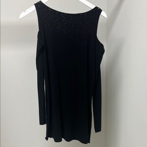 Sarah Pacini Black Cold Shoulder Sweater